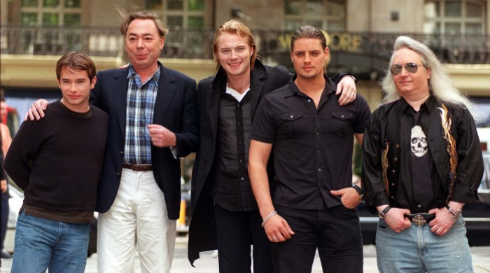 Jim Steinman with Andrew Lloyd Webber and Boyzone / Photo Credit: Ben Curtis/PA Archive/PA Images 