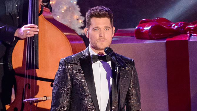 Michael Buble singing on stage at Christmas