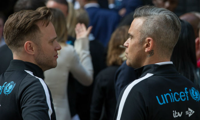 Robbie Williams and Olly Murs at Soccer Aid 2018