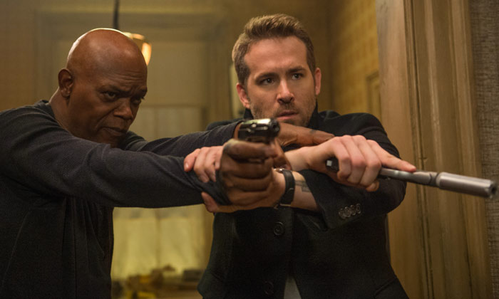 Samuel L. Jackson and Ryan Reynolds in The Hitman's Bodyguard