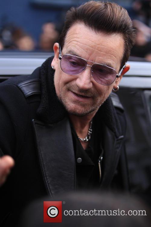 Bono arrives at Band Aid 30 recording