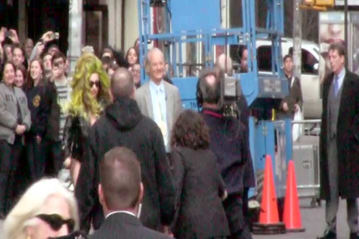 Lady Gaga Holds Hands With Bill Murray And David Letterman Outside The 'Letterman' Studios