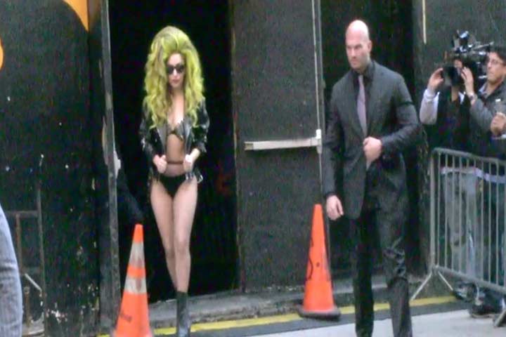 Lady Gaga Hobbles In Platform Stilettos Outside 'Letterman'