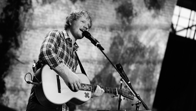 Ed Sheeran performing back in 2015