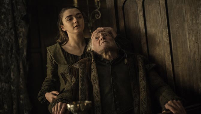 Maisie Williams and David Bradley in 'Game of Thrones'