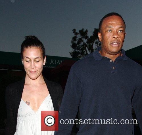 Dr Dre and His Wife Nichole Threatt Leaving Nobu At Cross Creek