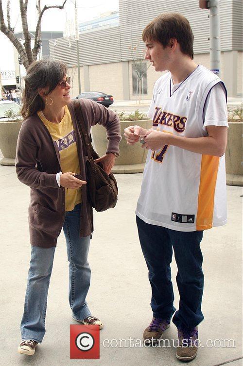 Sally Field, Her Son Samuel Greisman At A Lakers Game At The Staples Center and Staples Center