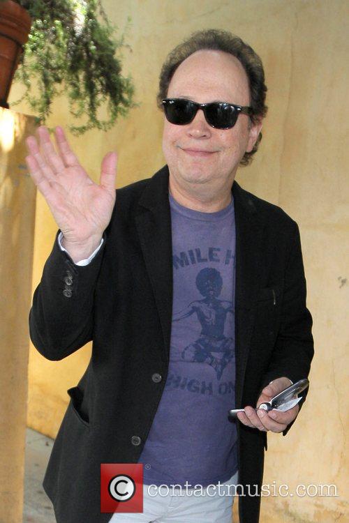 Billy Crystal, Wearing Ray-ban Wayfarer Sunglasses and Leaving Orso Restaurant In West Hollywood After Having Lunch