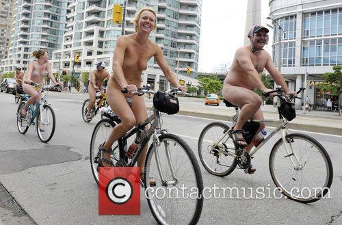 Riders At The Annual World Naked Bike Ride 2010 In Toronto. Despite A Cooler 17c (62f) Temperature 1