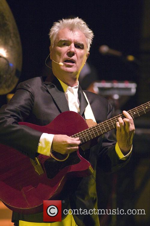 David Byrne performing alongside St. Vincent