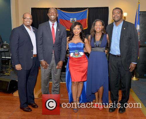 Justice, Saskya Sky, Haiti Minister Of Tourism Guy Didier Hyppolite, City Of Miramar Mayor Wayne Messam, City Of Miramar Commissioner Darline B. Riggs and Haiti Counsul Guy Francois Jr. 1