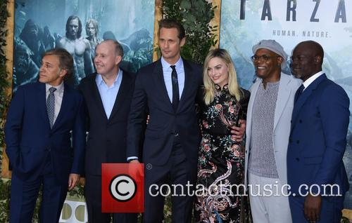 Christoph Waltz, Alexander Skarsgard, Margot Robbie, Samuel L. Jackson and Djimon Hounsou 2