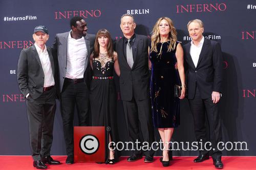 Ron Howard, Omar Sy, Felicity Jones, Tom Hanks, Rita Wilson and Dan Brown