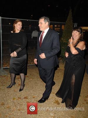 Gordon Brown, Sarah Brown and Nicola Harwin arrive at Gordon and Tana Ramsay's special dinner held on Berkeley Square London,...