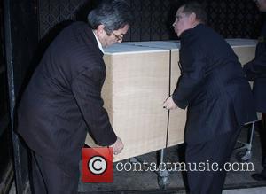 The casket of actor Heath Ledger is taken out of The Frank Campbell Funeral Home on Madison Avenue New York...