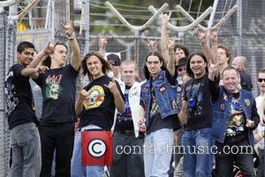 Fans greeting Iron Maiden Iron Maiden, currently on their ‘Somewhere Back In Time’ tour, arrive into Sydney Airport aboard Ed...