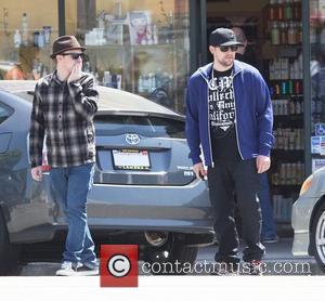 Benji Madden and Joel Madden stopping to get coffee at Starbucks in West Hollywood Los Angeles, California - 22.04.08