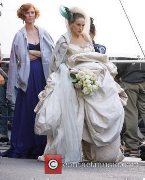 Cynthia Nixon and Sarah Jessica Parker on the film set for 'Sex And The City: The Movie'	  New York...