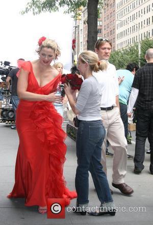 Kim Catrall filming a wedding scene for 'Sex And The City: The Movie' New York City, USA - 02.10.07