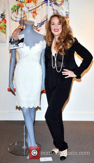 Jerry Hall attends a press preview of items she is auctioning off in aid of homeless charity Emmaus held at...