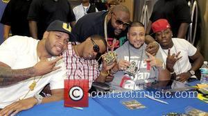 FLo Rida, Brisco, Rick Ross, DJ Khaled and Ace Hood  DJ Khaled signs copies of his new CD 'We...