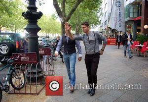 Keith Duffy and Shane Lynch of Boyzone leaving the 104.6 RTL Radio station in Berlin. Boyzone were promoting their new...