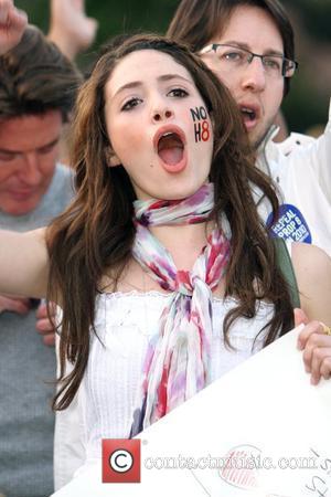 Emmy Rossum took to the streets of Los Angeles to march against the decision not to overturn Proposition 8 -...