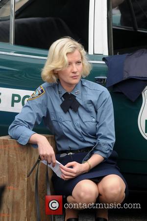 Gretchen Mol on the set of 'Life On Mars' filming at Coler-Goldwater Hospital on Roosevelt Island New York City, USA...