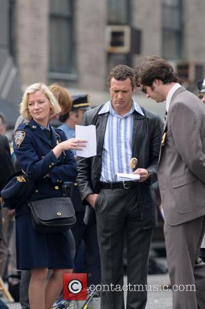 Gretchen Mol and Jason O'Mara on the set of 'Life On Mars' filming at Coler-Goldwater Hospital on Roosevelt Island New...