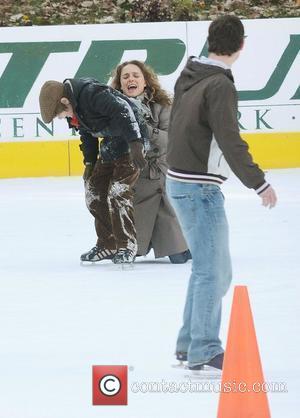 Natalie Portman on the set for 'Love and Other Impossible Pursuits' filming at the Wollman rink in Central Park New...