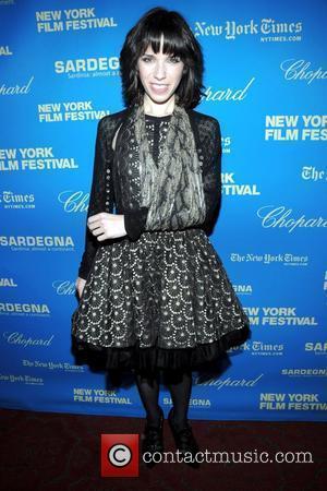 Sally Hawkins, with her arm in a sling after breaking her collar bone at the Premiere of 'Happy Go Lucky'...