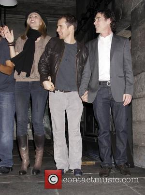 Leslie Bibb, Sam Rockwell & Billy Crudup take a curtain call for 'The 24 Plays' at the American Airlines Theatre....