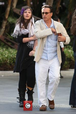 Andy Garcia and his daughter,  arrive for the first game of the NBA National Championship Tournament between the L.A....