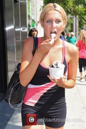 Stephanie Pratt  grabs frozen yogurt at Yogen Fruz after working out at a gym in Beverly Hills Los Angeles,...