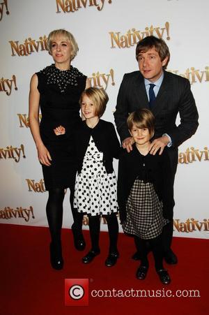 Martin Freeman with wife and daughters attends premiere of 'Nativity' at The Barbican London, England - 25.11.09