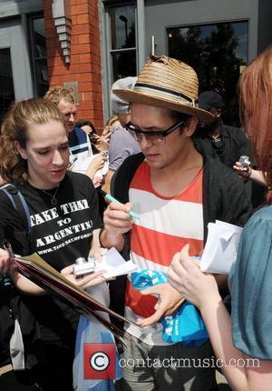 Mark Owen leaving his hotel and heads to the Manchester Old Trafford Cricket Ground for where he is performing with...