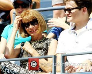 Anna Wintour is seen watching Roger Federer ( SUI) compete against Andreas Beck (GER) during the men's singles match on...