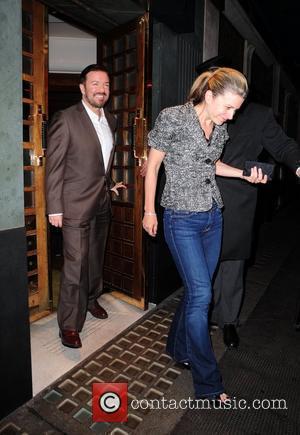 Ricky Gervais and Jane Fallon leave The Ivy restaurant in London's West End London, England - 16.09.10