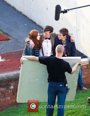 Matt Smith, Karen Gillan  'Dr Who' actors on set filming on location in the south west of the country....