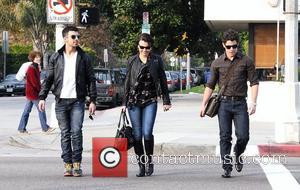 Joe Jonas and Nick Jonas have lunch with a friend in West Hollywood Los Angeles, California - 07.01.11