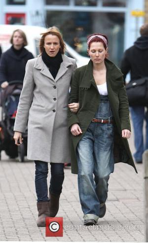Emma Ferguson, the wife of Mark Owen takes her son to school, the day after it was revealed Mark had...