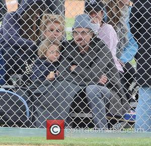 Britney Spears, with boyfriend Jason Trawick and son Jayden Federline, attending her son Sean Preston's little leage baseball match Los...