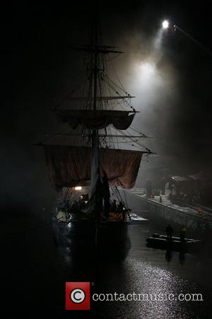 Atmosphere - Pirate's Ship Matt Smith and Karen Gillan on the film set of 'Dr Who' in Cornwall. Cornwall, England...