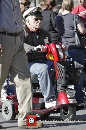 Hugh Hefner riding a mobility scooter whilst enjoying a day out at Disneyland  Los Angeles, California - 21.04.11