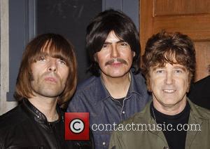 Liam Gallagher and Rain cast members Joe Bithorn and David Leon Liam Gallagher and his band Beady Eye visit the...