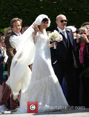 Lily Allen, alongside father Keith Allen, arriving for her wedding to Sam Cooper Cranham, Gloucestershire - 11.06.11