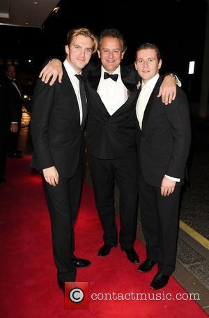 Thomas Howes, Hugh Bonneville and Allen Leech arrives at the Rainbow Trust's Silver Jubilee Ball, The Savoy Hotel. London, England...
