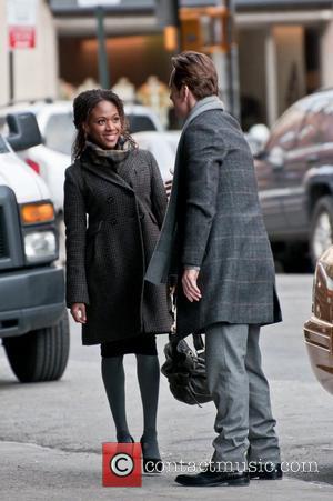 Michael Fassbender and Nicole Beharie on the set of 'Shame' in the West Village New York City, USA - 01.03.11