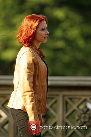 Scarlett Johansson actors on the set of 'The Avengers' shooting on location in Manhattan New York City, USA - 02.09.11