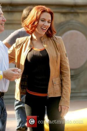 Scarlett Johansson actors on the set of 'The Avengers' shooting on location in Manhattan New York City, USA - 02.09.11